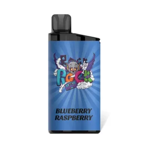 Blueberry Raspberry – IGET Bar 3500 Puffs Blueberry Raspberry iGET Bar 3500 Puffs disposable vape device and blue retail packaging box on a clean background