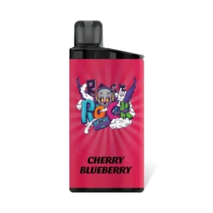 Cherry Blueberry – IGET Bar 3500 Puffs Cherry Blueberry iGET Bar 3500 Puffs disposable vape device and dark purple retail packaging box on a clean background