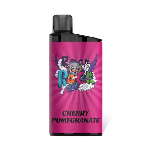 Cherry Pomegranate iGET Bar 3500 Puffs disposable vape device and deep red packaging box on a clean background