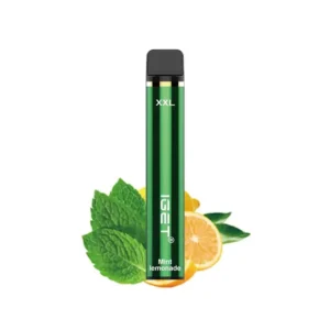 Mint Lemonade iGET XXL 1800 Puffs disposable vape device and yellow-green retail packaging box on a clean background