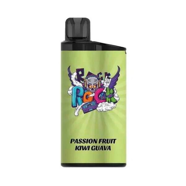 Passion Fruit Kiwi Guava iGET Bar 3500 Puffs disposable vape device and green retail packaging box on a clean background