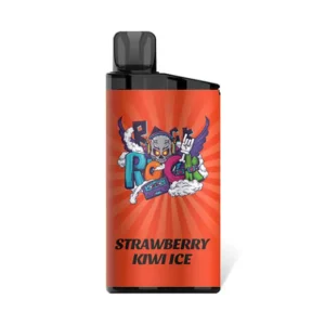 Strawberry Kiwi Ice iGET Bar 3500 Puffs disposable vape device and bright red retail packaging box on a clean background
