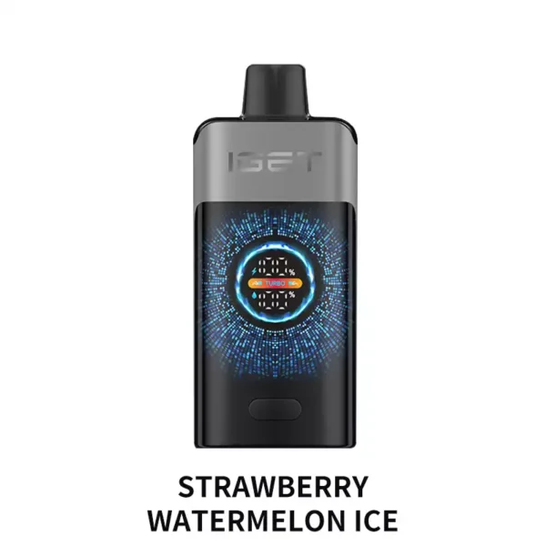 Strawberry Watermelon Ice IGET One 12000 Puffs disposable vape device with smart LED display screen and retail box packaging Australia