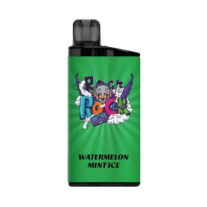 Watermelon Mint Ice iGET Bar 3500 Puffs disposable vape device and green-pink retail packaging box on a clean background